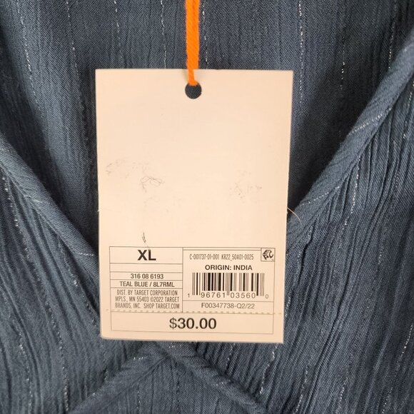 Womens Knox Rose Blue Peplum Top Blouse Long Sleeve V Neck gathered waist XL - Picture 7 of 13